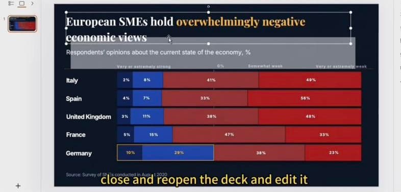 可编辑的 .pptx 在 PowerPoint 里打开——标题就是普通文本框，选中就能改字。