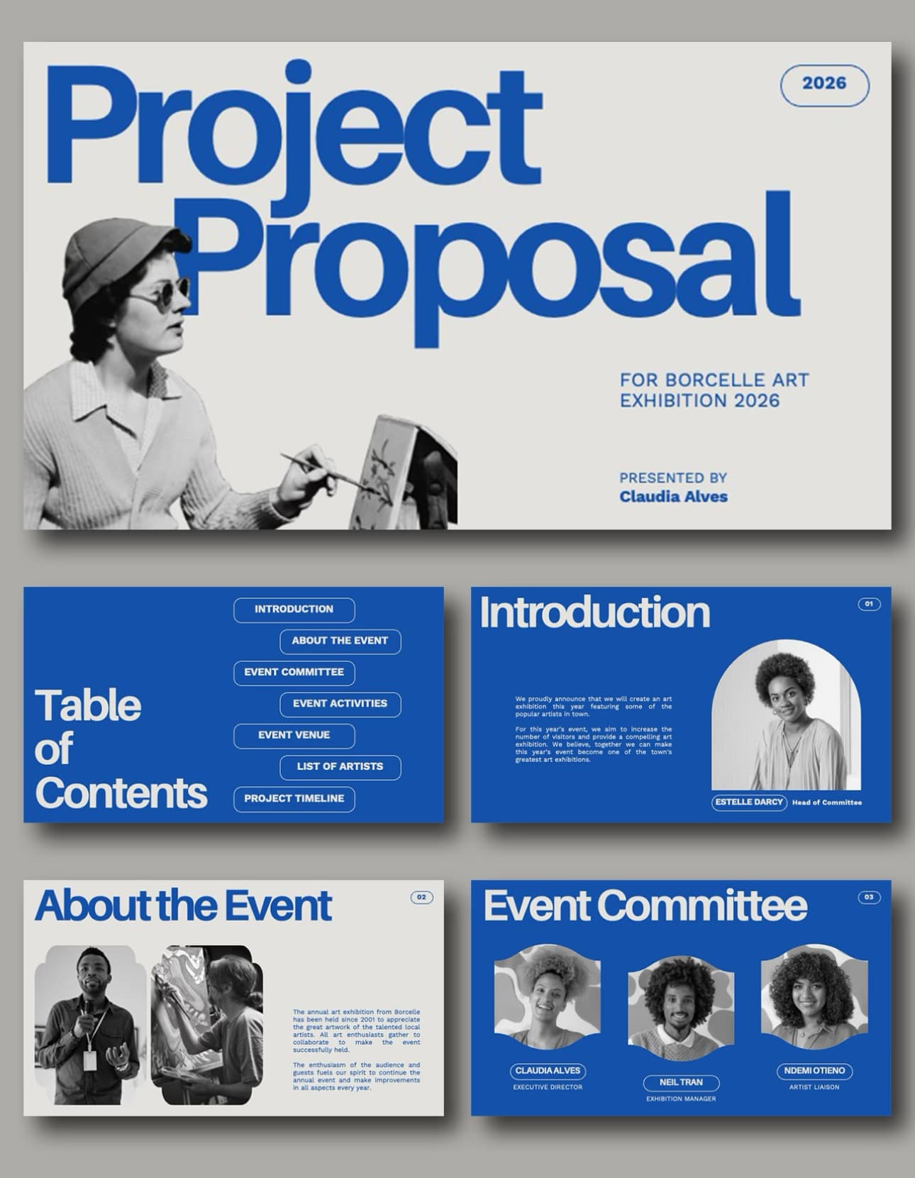 Blue-Grey Retro PowerPoint template preview