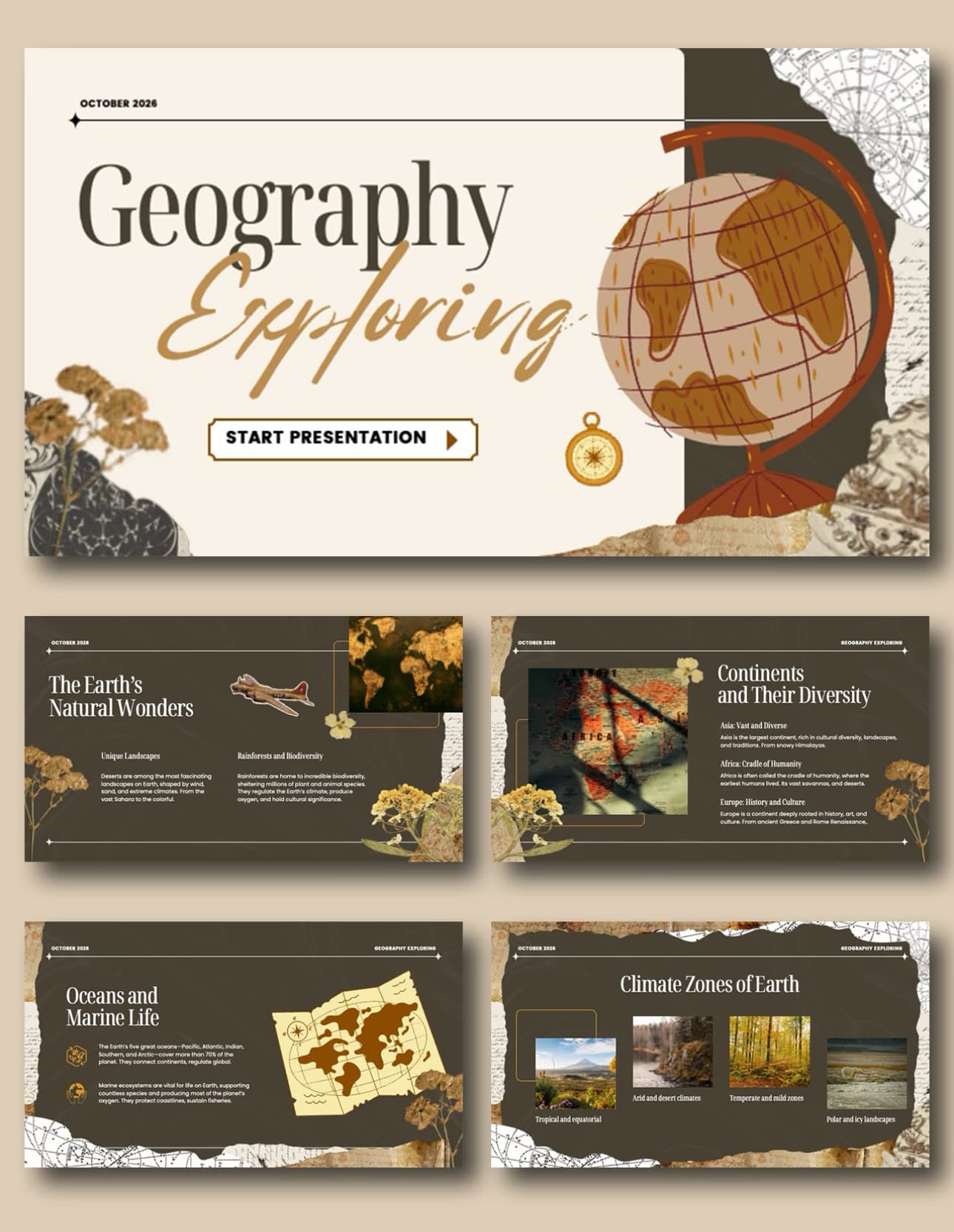Brown Geographic PowerPoint template preview