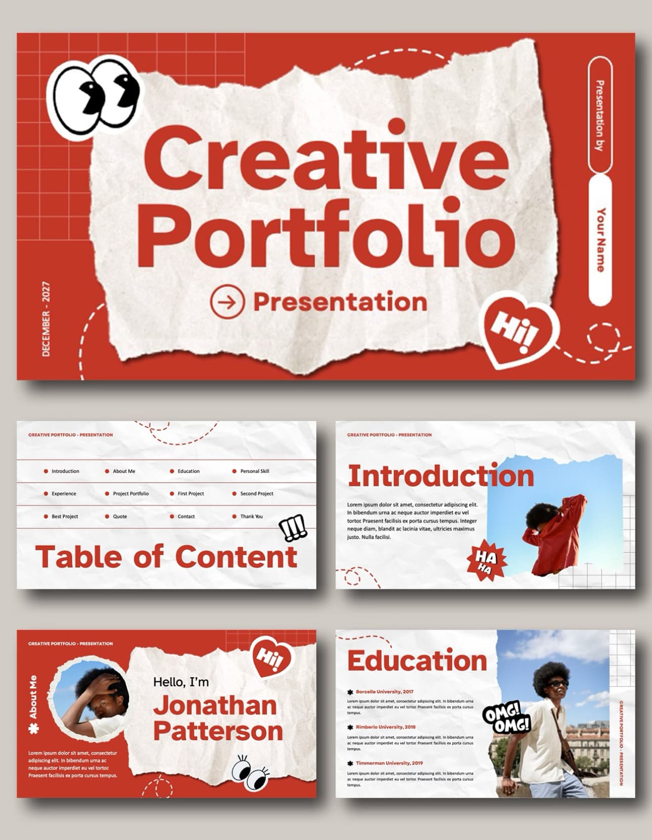 Creative Torn Paper PowerPoint template preview