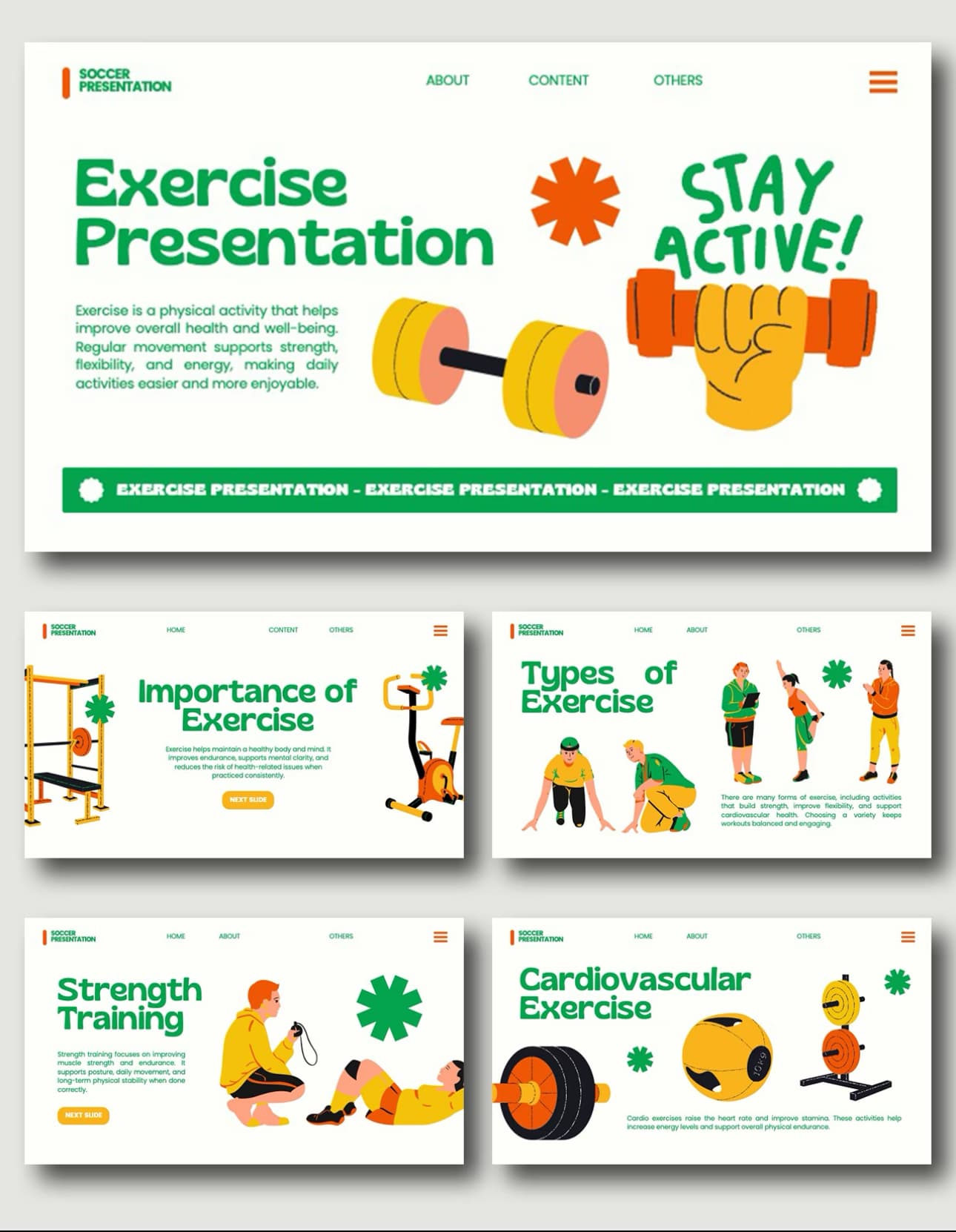 Flat Illustration Fitness PowerPoint template preview