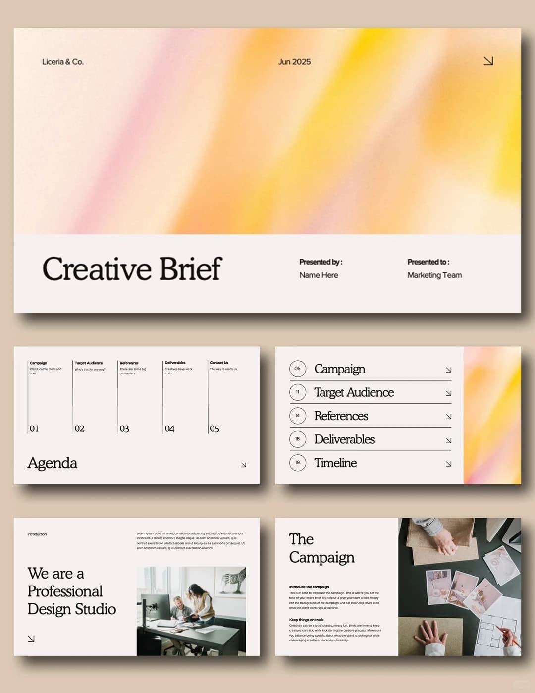 Soft Gradient Brief PowerPoint template preview
