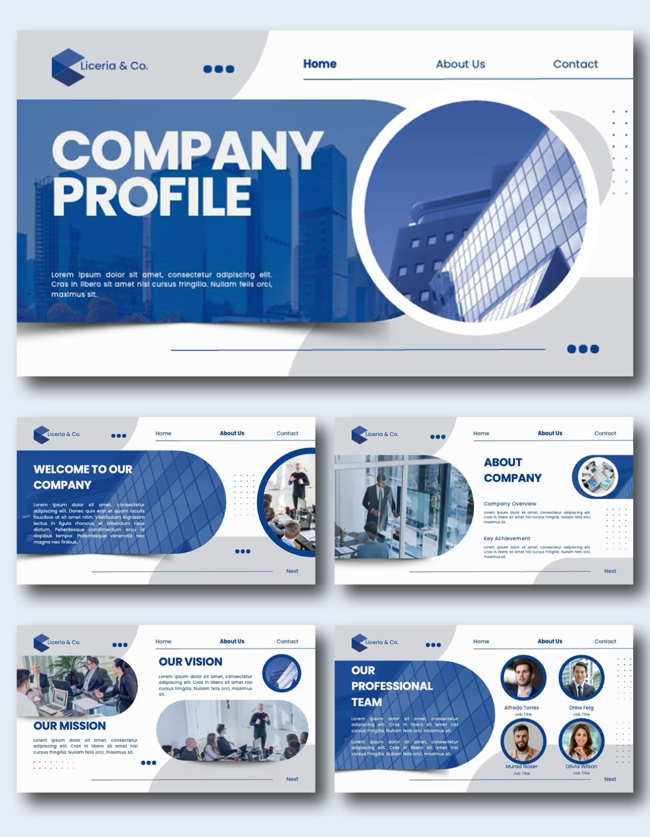 简约大气蓝白配色 PowerPoint template preview