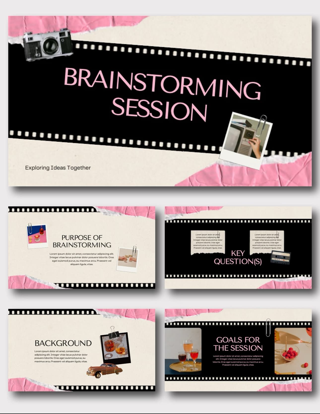 Retro Film Black & Pink PowerPoint template preview