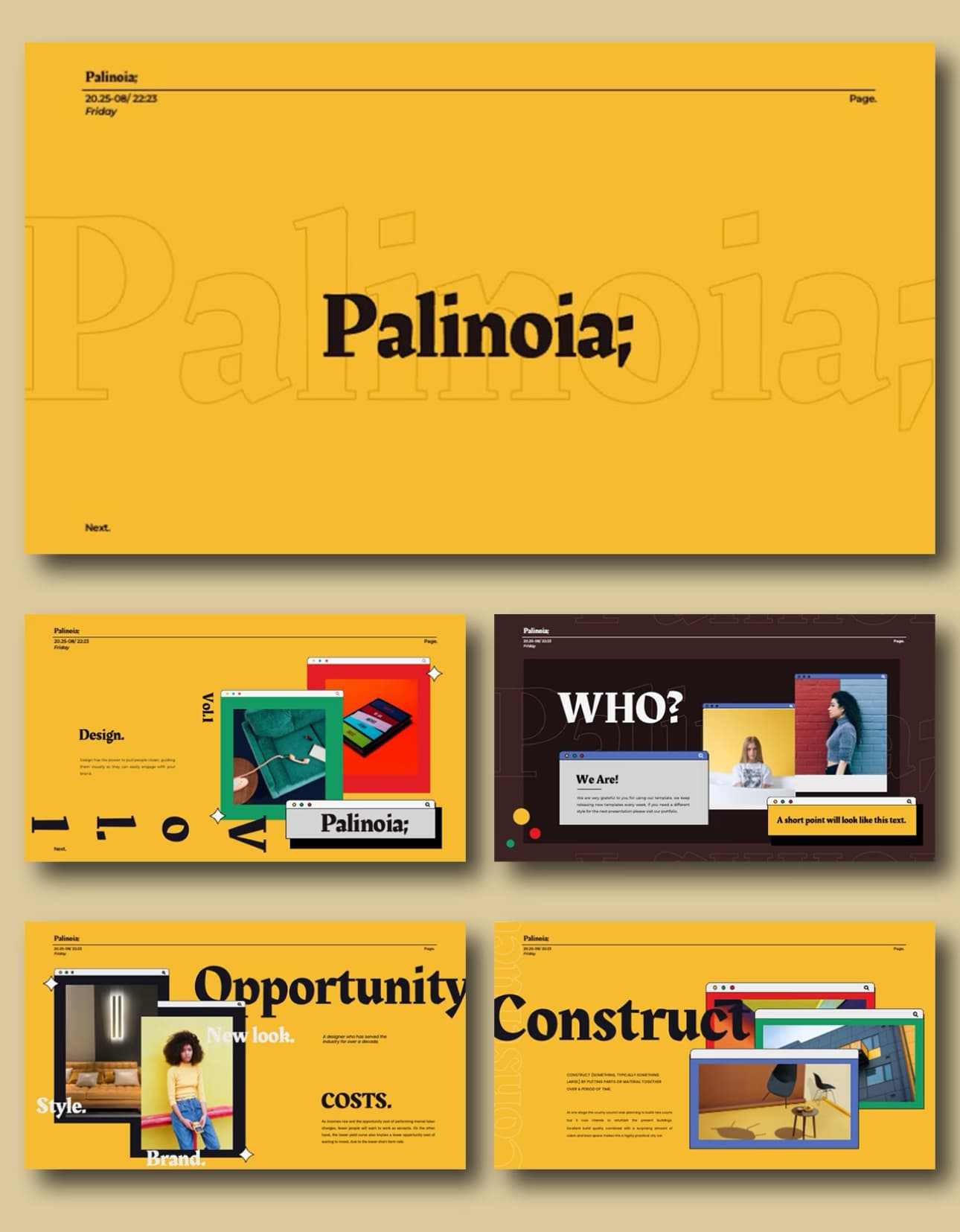 Yellow & Black Creative PowerPoint template preview