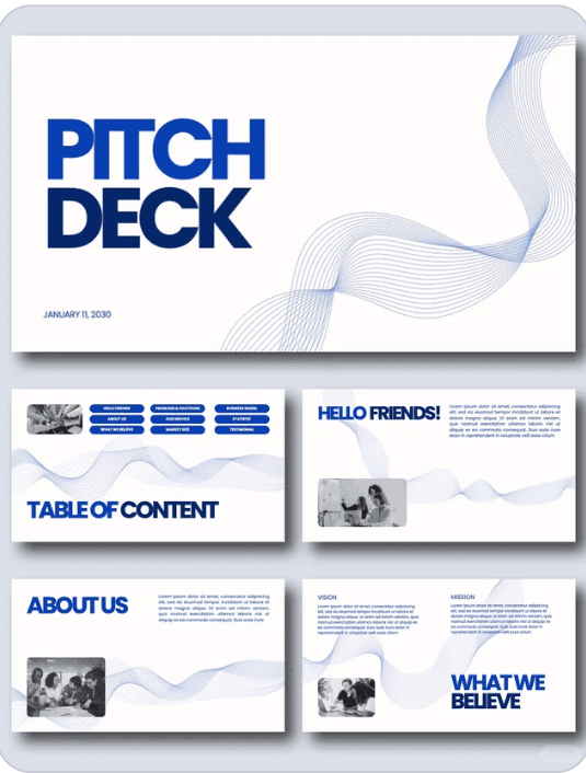Flowing Line Pitch PowerPoint template preview