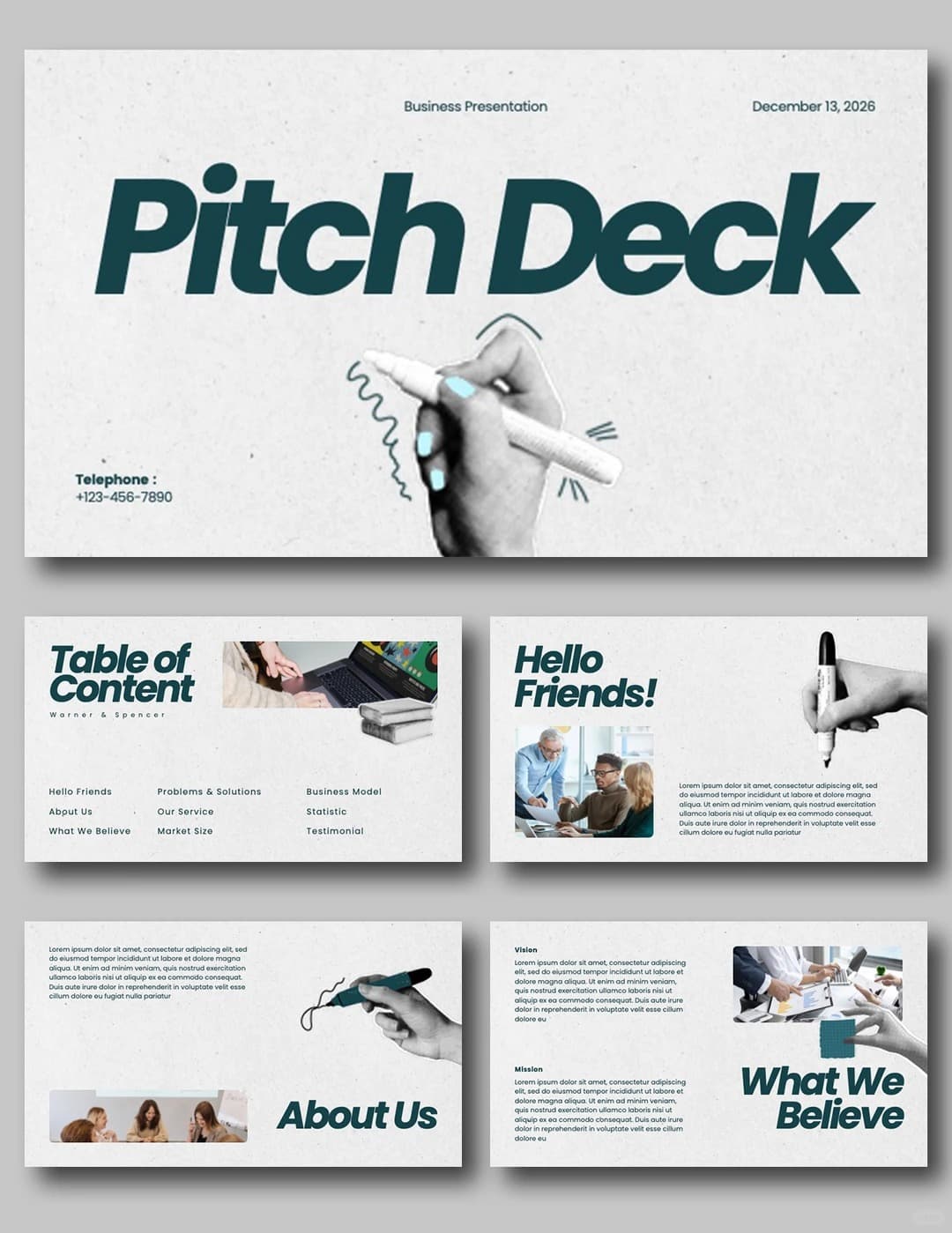 Hand-Drawn Pitch PowerPoint template preview