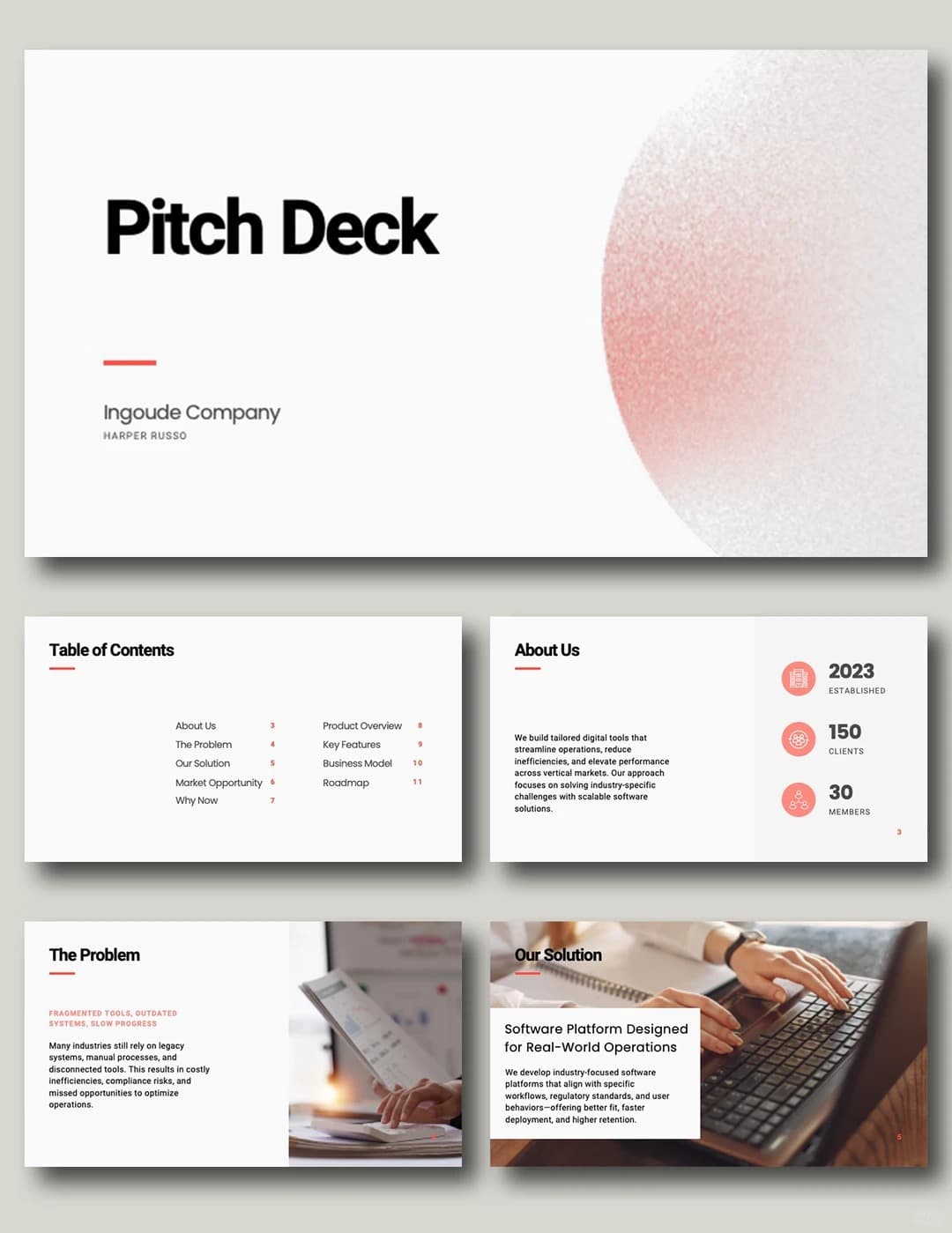 Frosted Minimal Pitch PowerPoint template preview