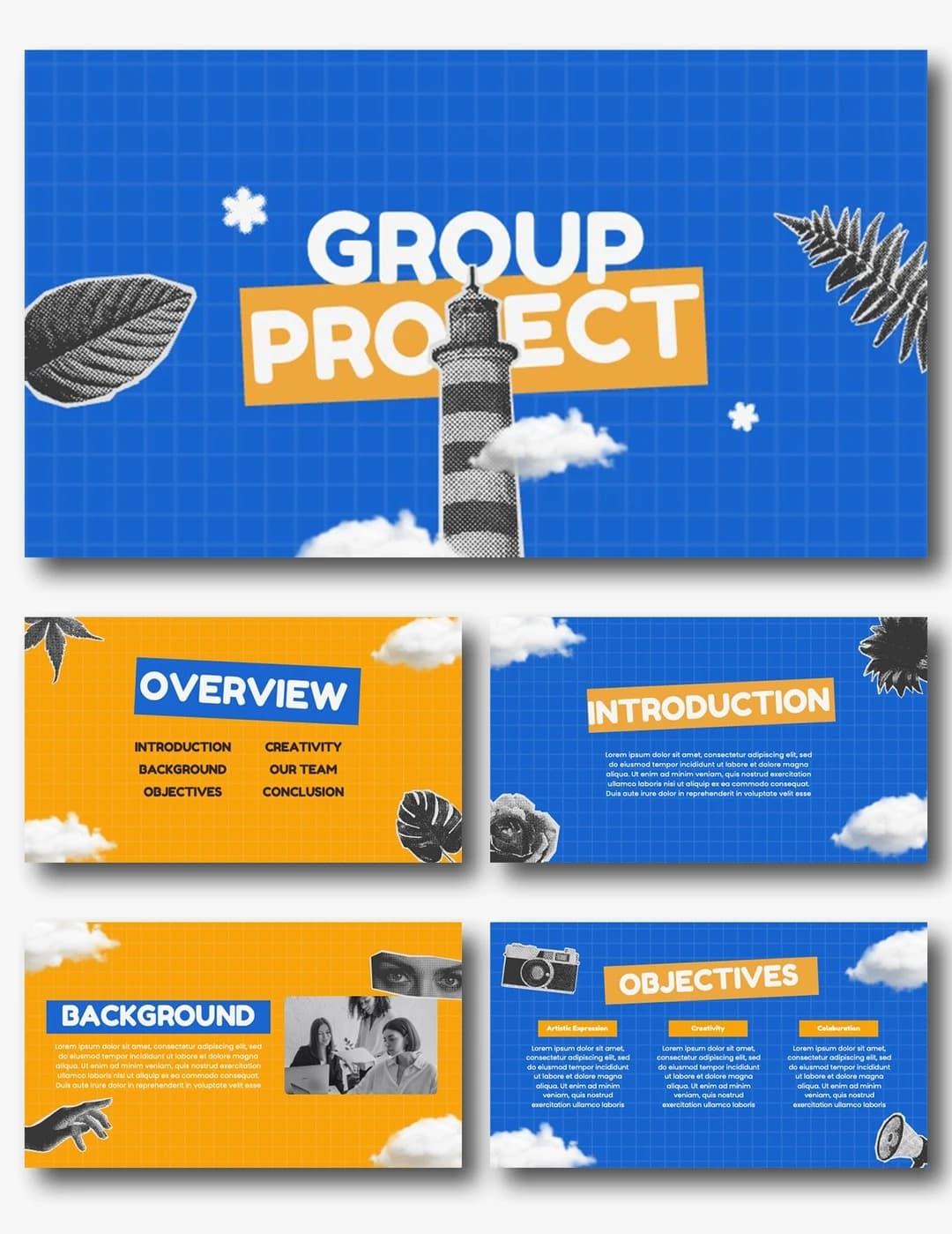 Pop Art Group Project PowerPoint template preview