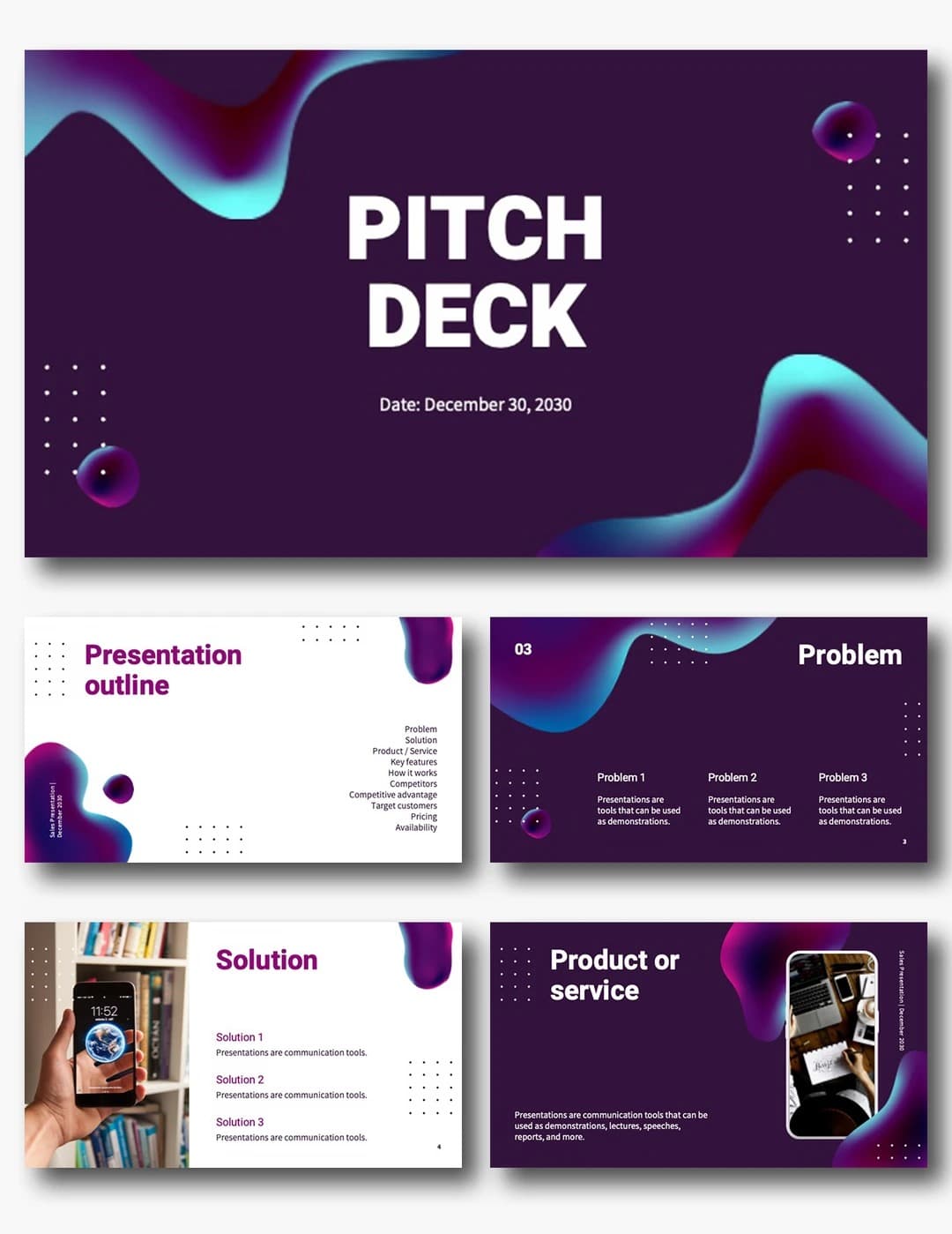Purple Fluid Art PowerPoint template preview